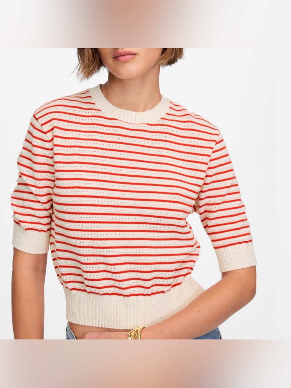 Madewell Textural-Stitch Crewneck Sweater in 100% Cotton